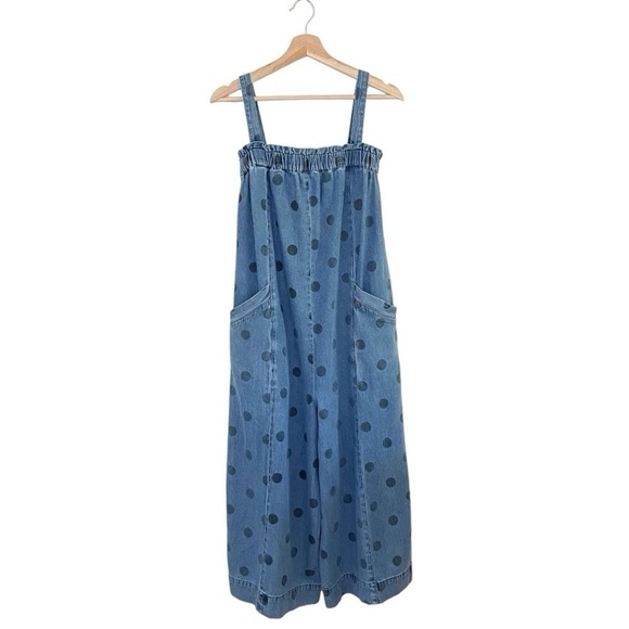 Anthropologie Porridge Chambray Polka Dot Wide Leg Jumpsuit Denim Light XS - Picture 5 of 13